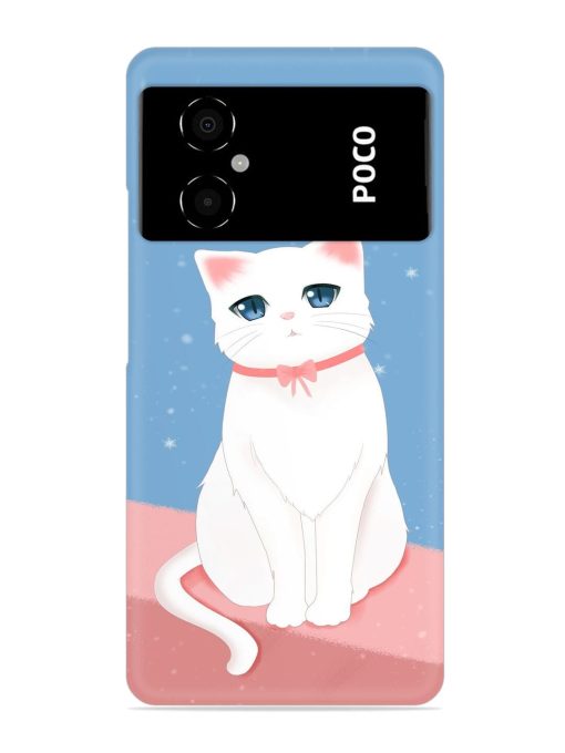 Cute White Cat Snap Case for Poco M4 (5G) Zapvi