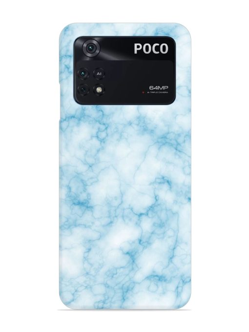 Blue White Natural Marble Snap Case for Poco M4 Pro (4G) Zapvi