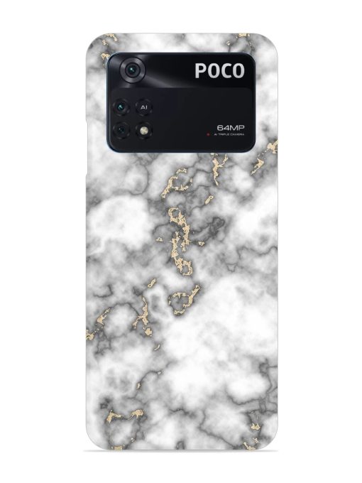 Gray And Gold Marble Snap Case for Poco M4 Pro (4G) Zapvi