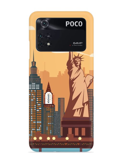 New York Statue Of Liberty Architectural Scenery Snap Case for Poco M4 Pro (4G) Zapvi