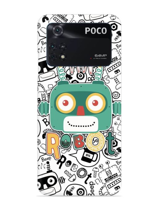 Robot Modern Seamless Pattern Snap Case for Poco M4 Pro (4G) Zapvi