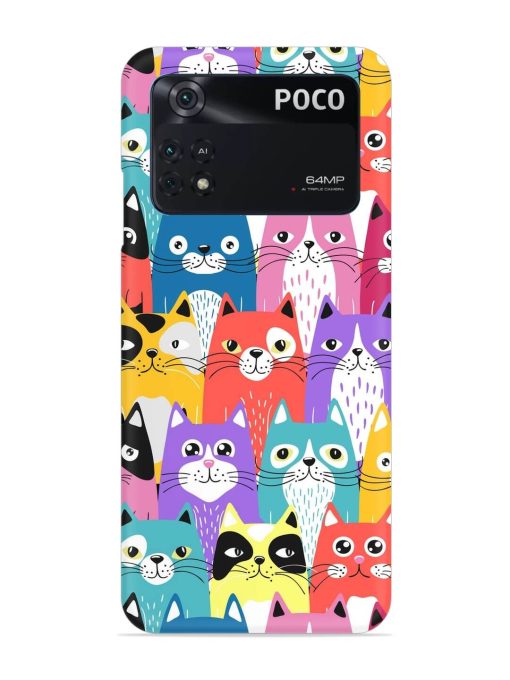 Funny Cartoon Cats Snap Case for Poco M4 Pro (4G) Zapvi