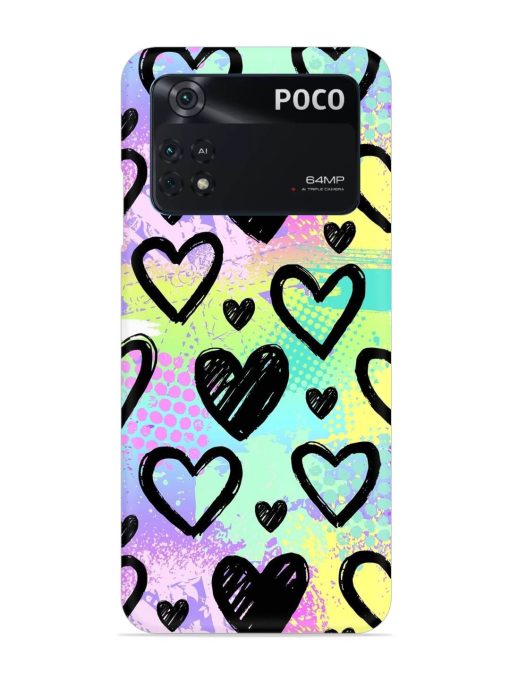 Bright Pattern Hearts Snap Case for Poco M4 Pro (4G) Zapvi