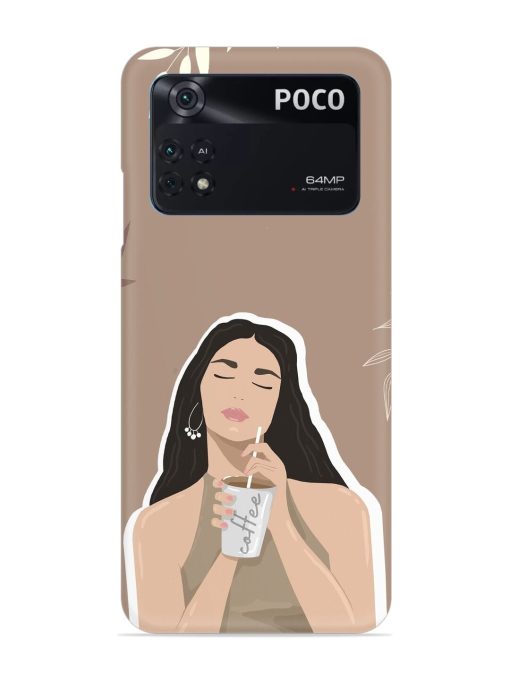 Girl With Coffee Snap Case for Poco M4 Pro (4G) Zapvi