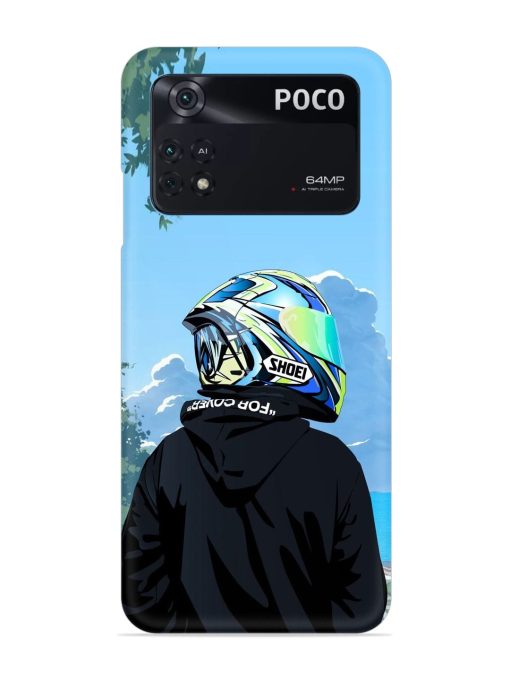 Rider With Helmet Snap Case for Poco M4 Pro (4G) Zapvi