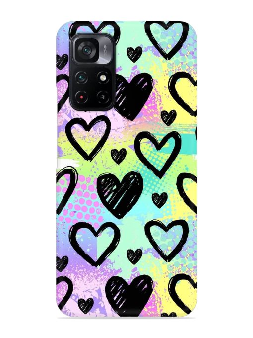 Bright Pattern Hearts Snap Case for Poco M4 Pro (5G) Zapvi