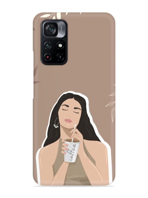 Girl With Coffee Snap Case for Poco M4 Pro (5G) Zapvi