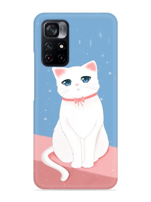 Cute White Cat Snap Case for Poco M4 Pro (5G) Zapvi