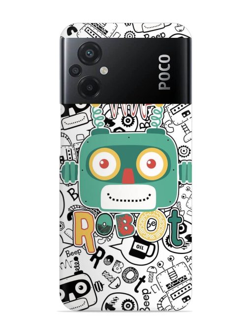 Robot Modern Seamless Pattern Snap Case for Poco M5 Zapvi