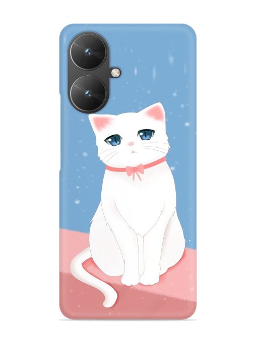 Cute White Cat Snap Case for Poco M6 (5G)