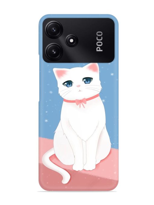 Cute White Cat Snap Case for Poco M6 Pro (5G) Zapvi