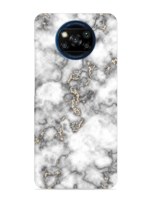 Gray And Gold Marble Snap Case for Poco X3 Zapvi