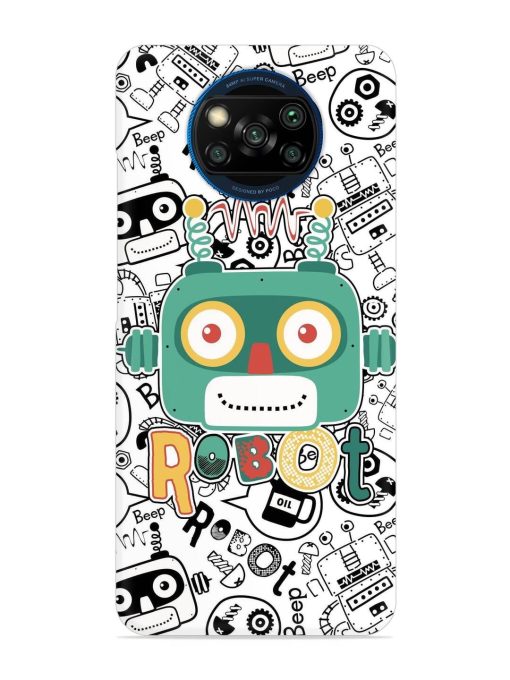 Robot Modern Seamless Pattern Snap Case for Poco X3 Zapvi