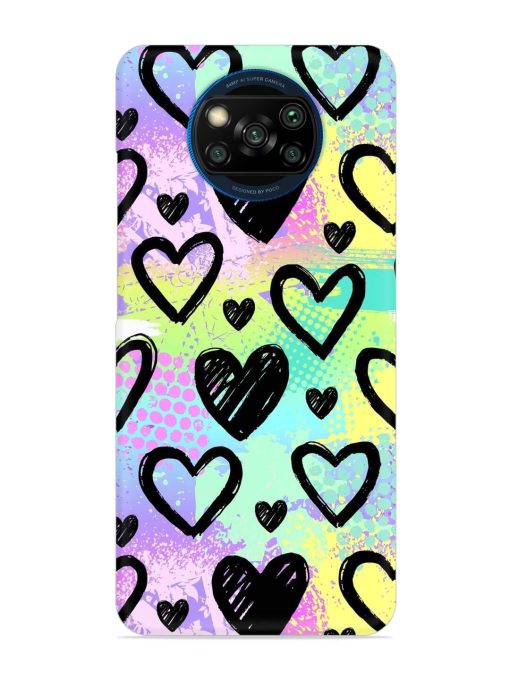 Bright Pattern Hearts Snap Case for Poco X3 Zapvi