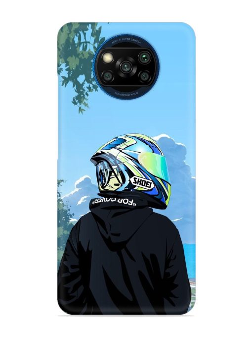 Rider With Helmet Snap Case for Poco X3 Zapvi