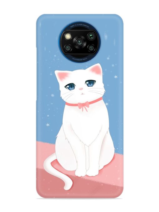 Cute White Cat Snap Case for Poco X3 Zapvi