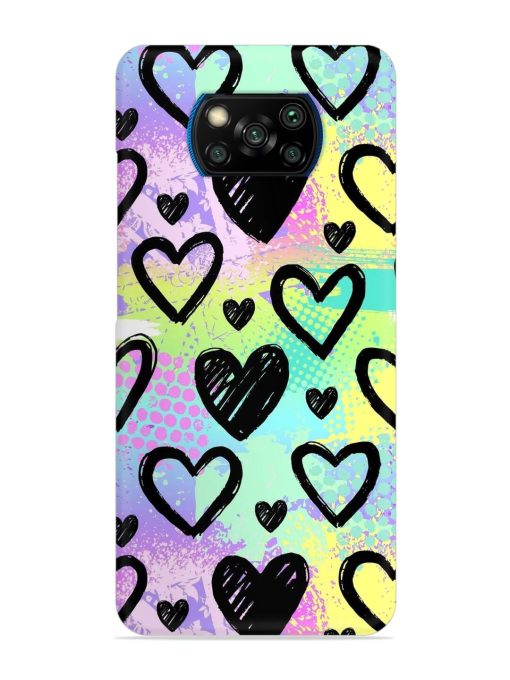 Bright Pattern Hearts Snap Case for Poco X3 Pro Zapvi