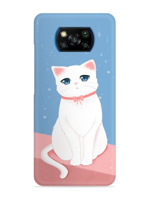 Cute White Cat Snap Case for Poco X3 Pro Zapvi