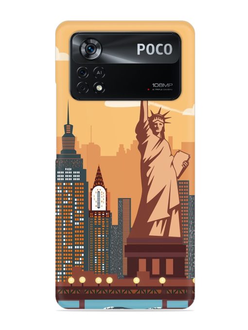 New York Statue Of Liberty Architectural Scenery Snap Case for Poco X4 Pro (5G) Zapvi