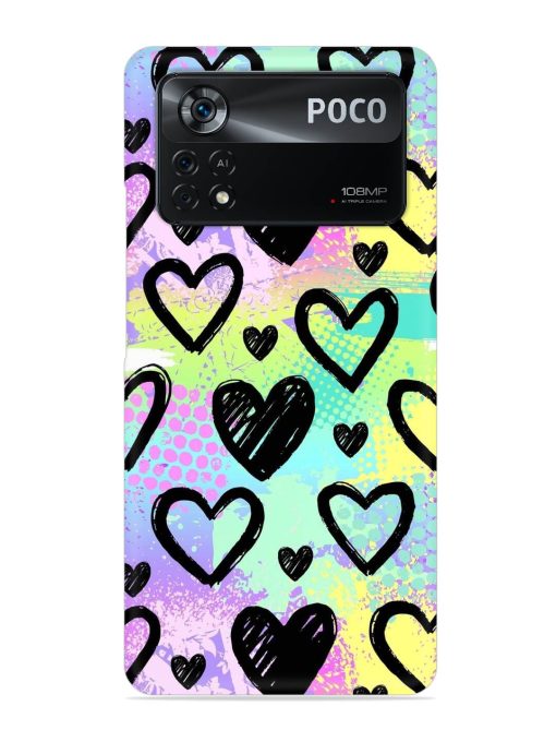 Bright Pattern Hearts Snap Case for Poco X4 Pro (5G) Zapvi