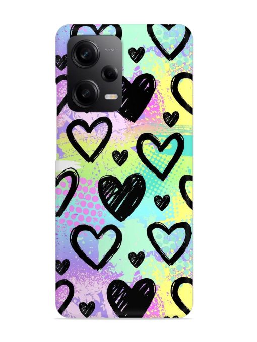 Bright Pattern Hearts Snap Case for Poco X5 (5G) Zapvi