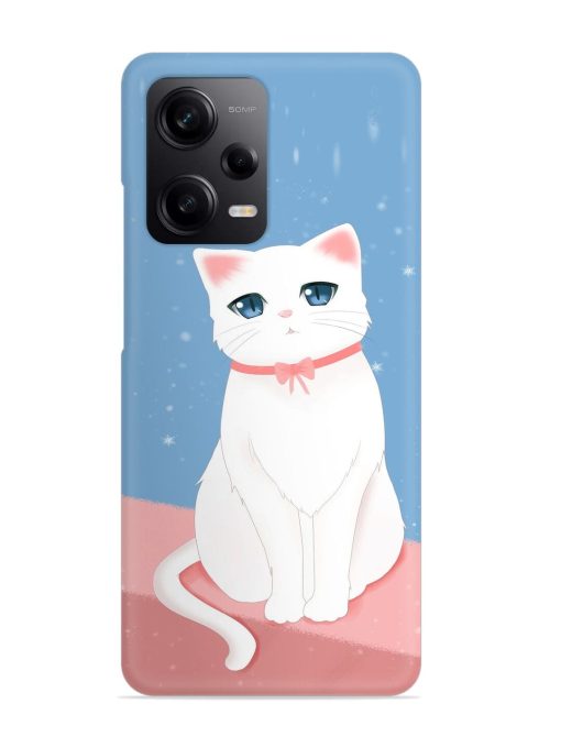 Cute White Cat Snap Case for Poco X5 (5G)