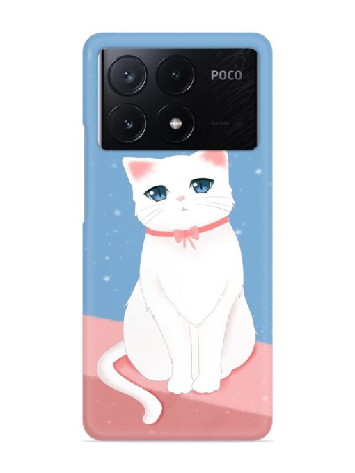 Cute White Cat Snap Case for Poco X6 Pro (5G) Zapvi