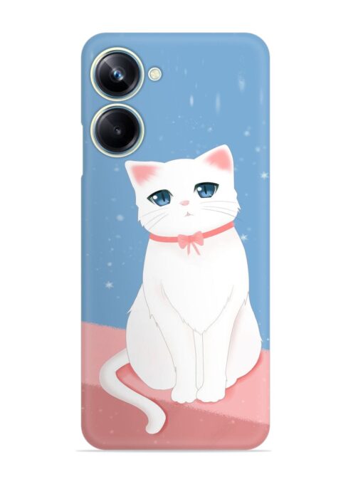 Cute White Cat Snap Case for Realme 10 Pro (5G) Zapvi