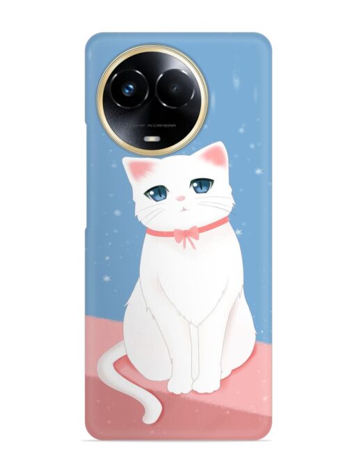 Cute White Cat Snap Case for Realme 11 (5G)