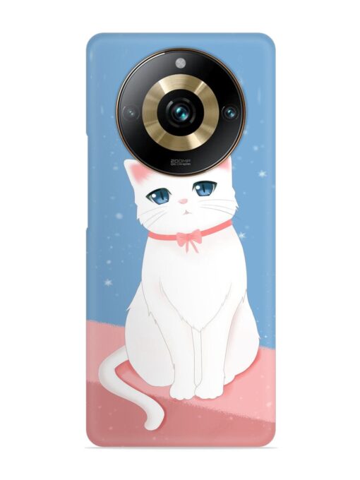 Cute White Cat Snap Case for Realme 11 Pro (5G)