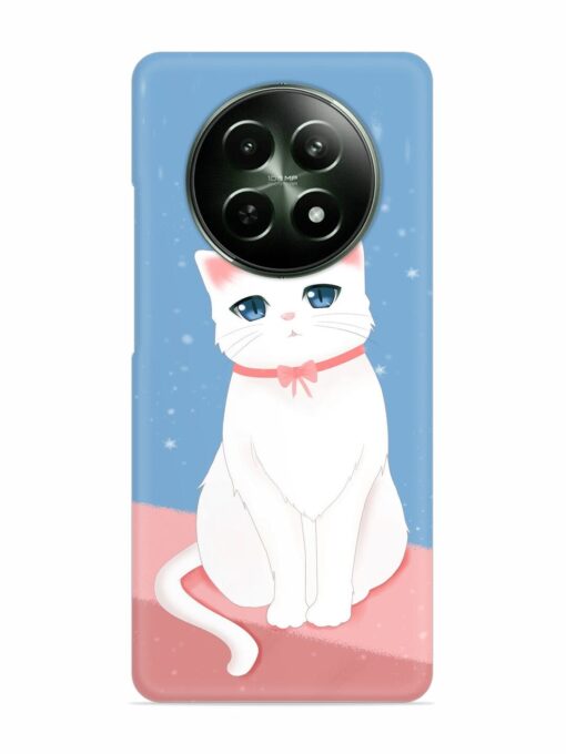 Cute White Cat Snap Case for Realme 12 (5G) Zapvi