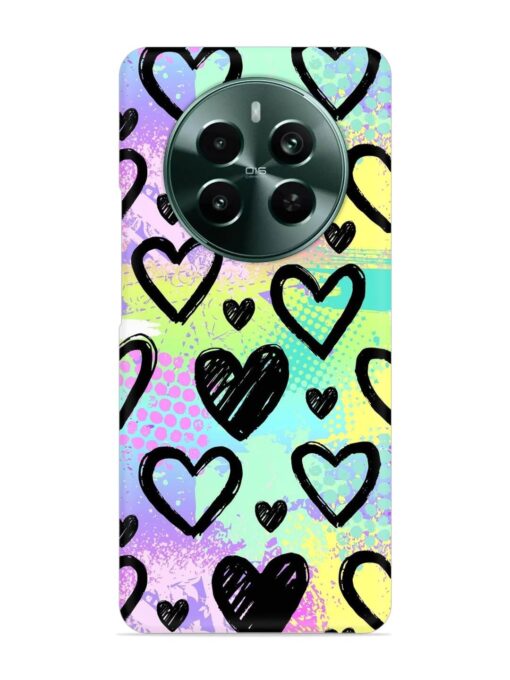 Bright Pattern Hearts Snap Case for Realme 12 Plus (5G)