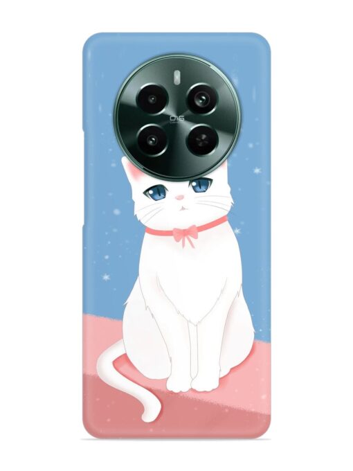 Cute White Cat Snap Case for Realme 12 Plus (5G)