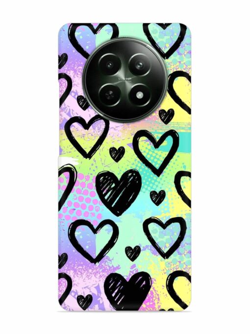 Bright Pattern Hearts Snap Case for Realme 12X (5G) Zapvi