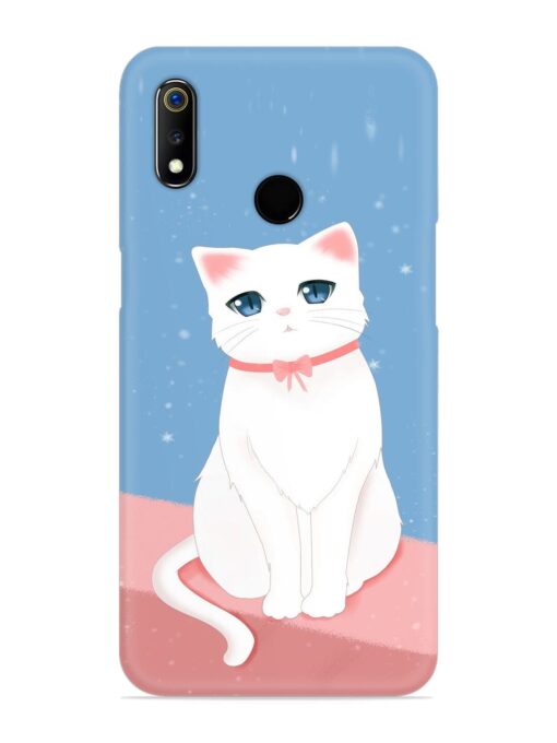 Cute White Cat Snap Case for Realme 3