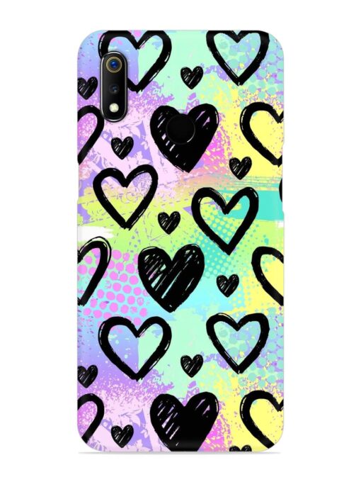 Bright Pattern Hearts Snap Case for Realme 3I Zapvi