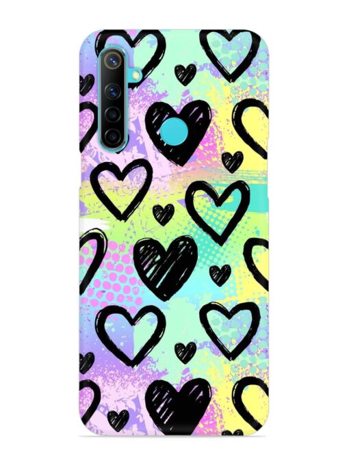 Bright Pattern Hearts Snap Case for Realme 5 Zapvi