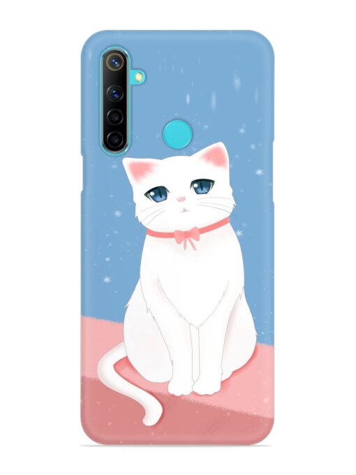 Cute White Cat Snap Case for Realme 5 Zapvi