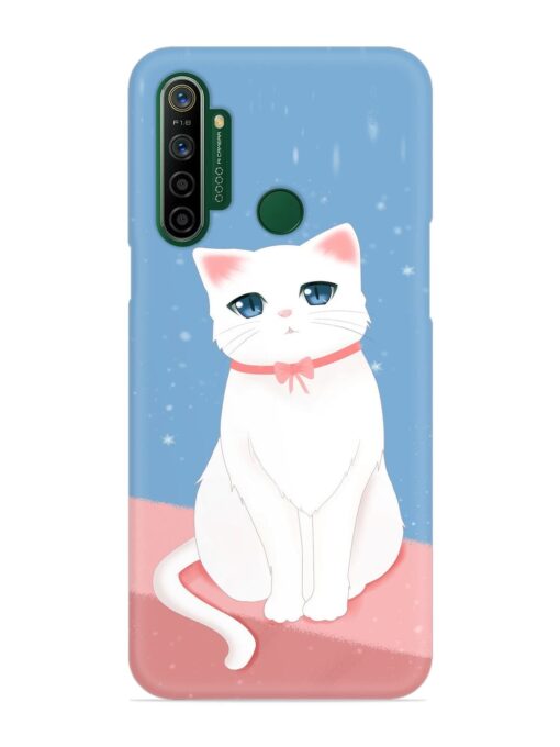 Cute White Cat Snap Case for Realme 5I