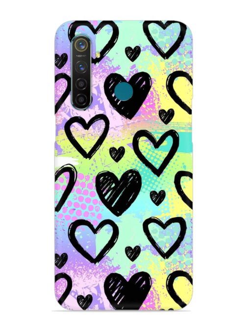 Bright Pattern Hearts Snap Case for Realme 5 Pro Zapvi