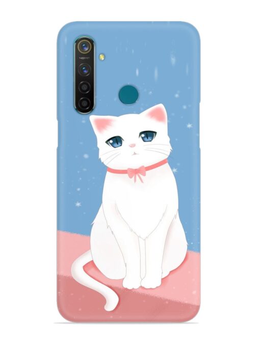 Cute White Cat Snap Case for Realme 5 Pro