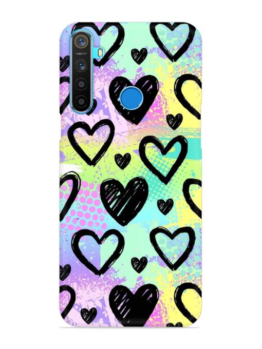 Bright Pattern Hearts Snap Case for Realme 5S Zapvi