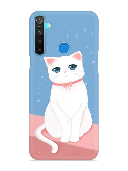 Cute White Cat Snap Case for Realme 5S Zapvi