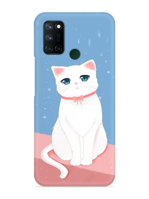 Cute White Cat Snap Case for Realme 7I Zapvi