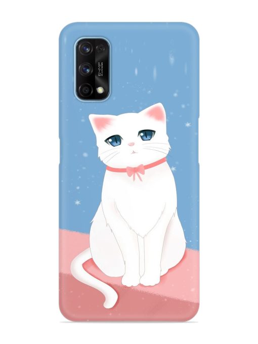 Cute White Cat Snap Case for Realme 7 Pro Zapvi