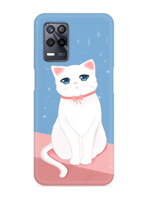 Cute White Cat Snap Case for Realme 8 (5G) Zapvi