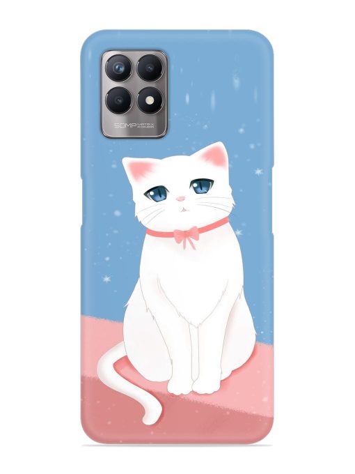 Cute White Cat Snap Case for Realme 8I Zapvi