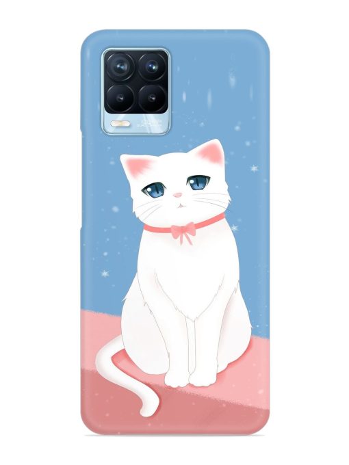 Cute White Cat Snap Case for Realme 8 Pro Zapvi