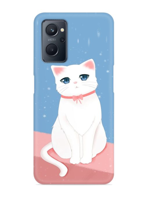 Cute White Cat Snap Case for Realme 9I (4G) Zapvi