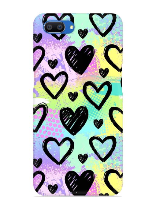 Bright Pattern Hearts Snap Case for Realme C1 Zapvi